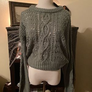 NWT Cable Knit Grey/Green Sweater - Size L